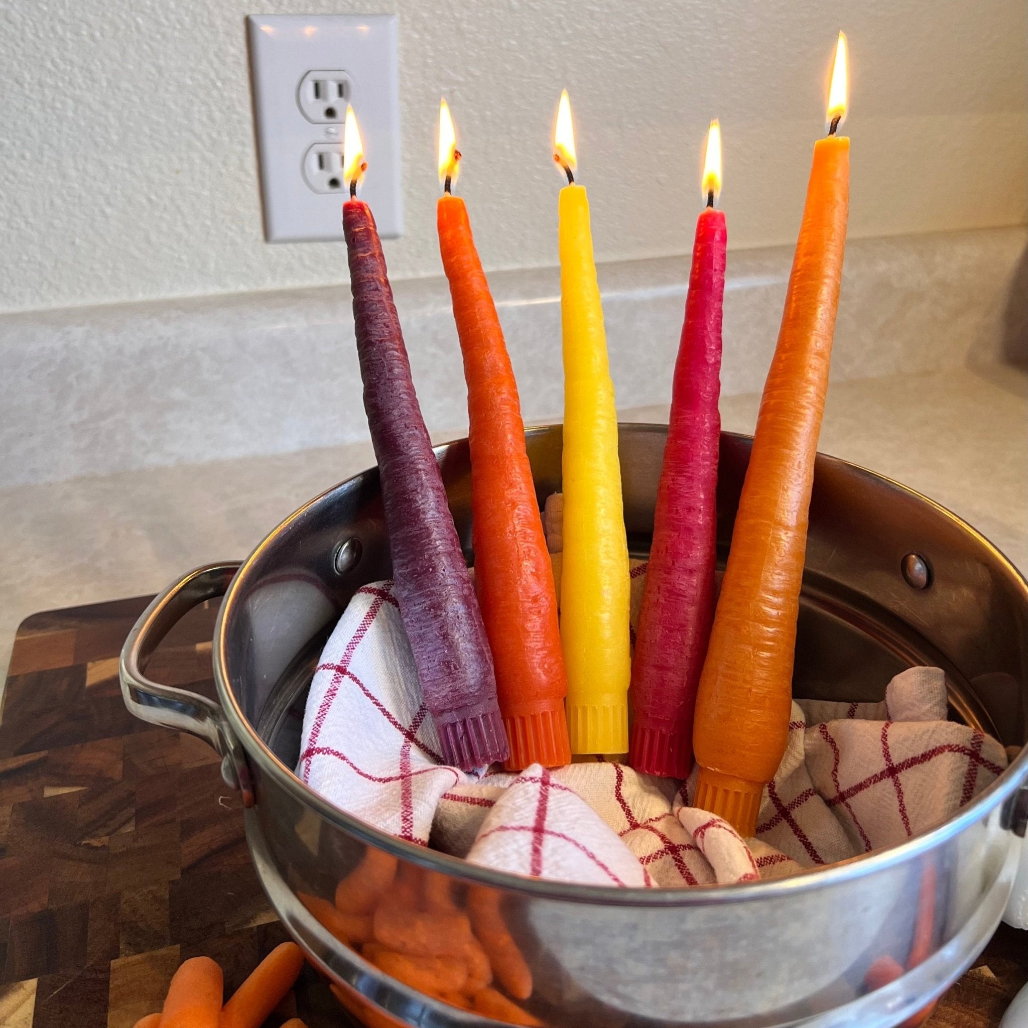 RAINBOW CARROT TAPER BEESWAX CANDLE - SET OF 5 Happy Organics