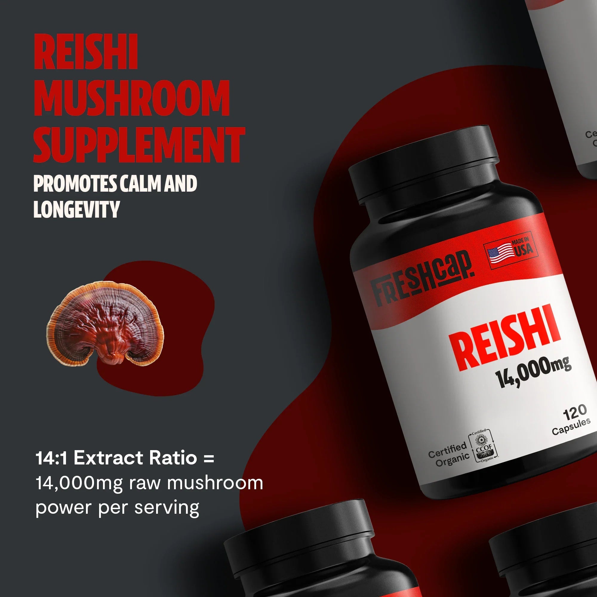 Reishi Mushroom Extract Capsules FreshCap Mushrooms