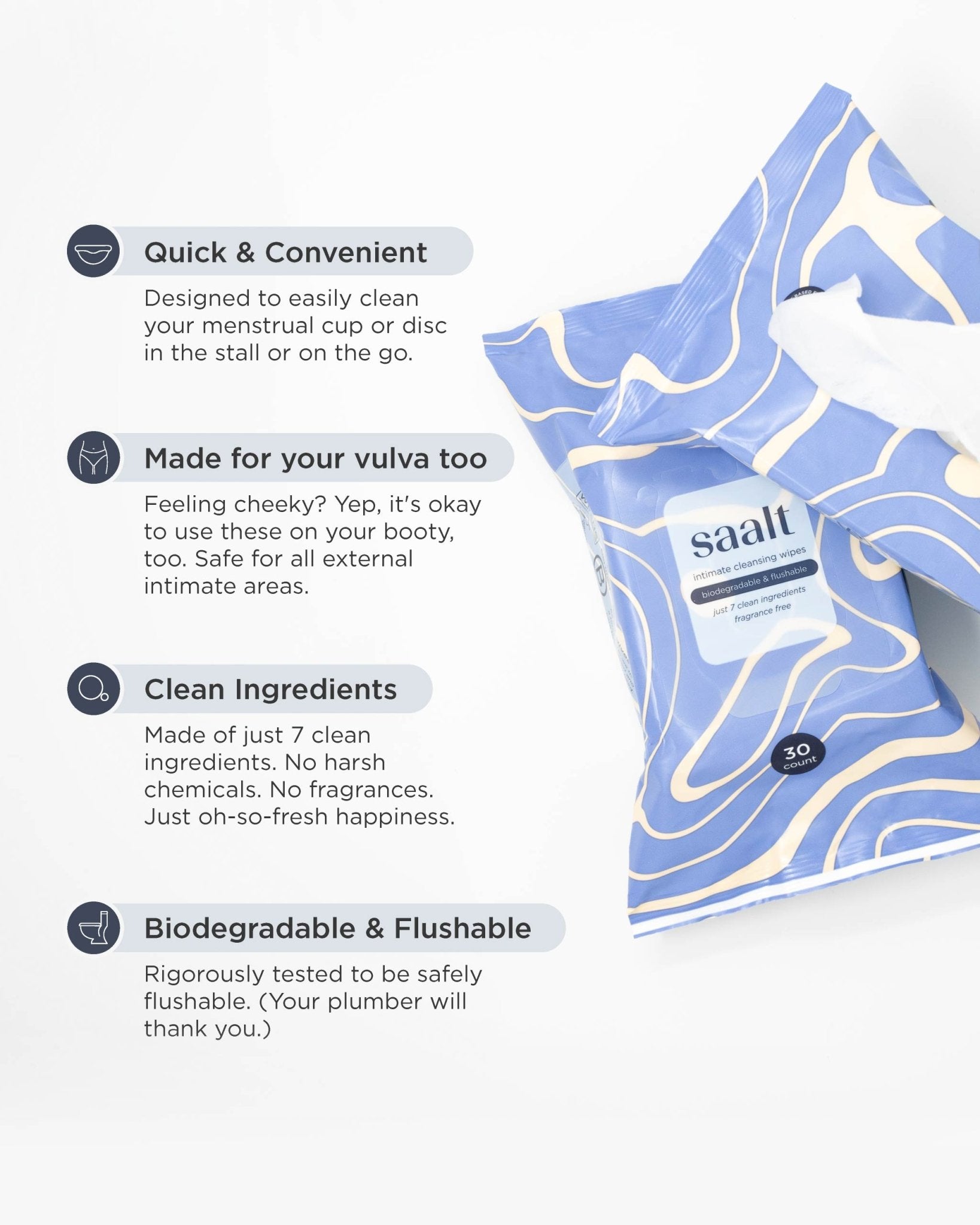 Saalt Intimate Cleansing Wipes Saalt