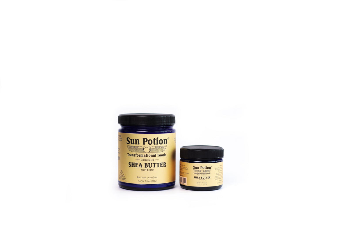 Sun Potion Shea Butter jar beside the small Travel Ally Edition jar