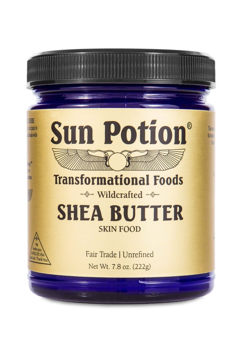 Sun Potion Wildcrafted Shea Butter skin food, 7.8 oz (222 g) jar with gold label, fair trade and unrefined