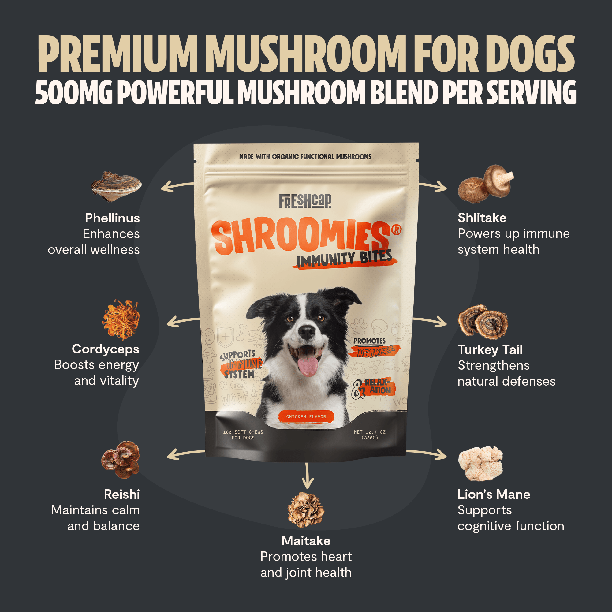 Shroomies® - Mushrooms For Dogs FreshCap Mushrooms