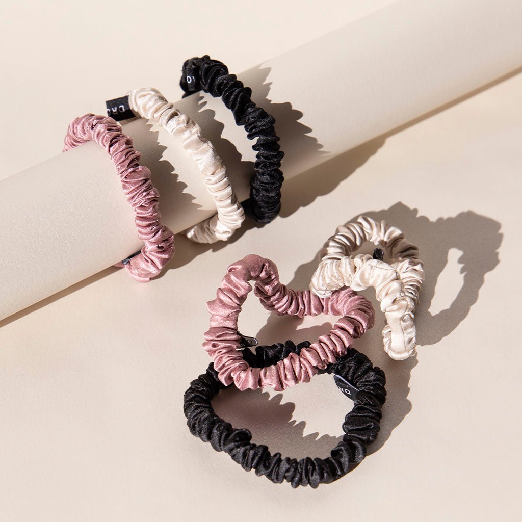 Skinny Scrunchie Set - Rose, Dusty, Black Drowsy