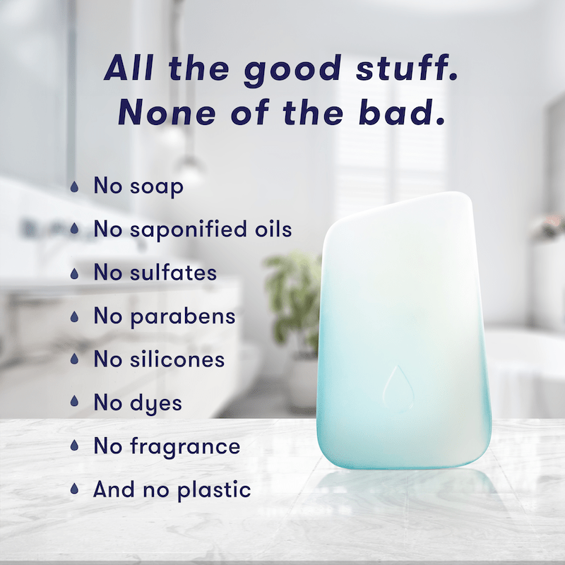 HiBAR Solid Oil Cleanser: all the good stuff, no soap, sulfates, parabens, silicones, dyes, fragrance or plastic