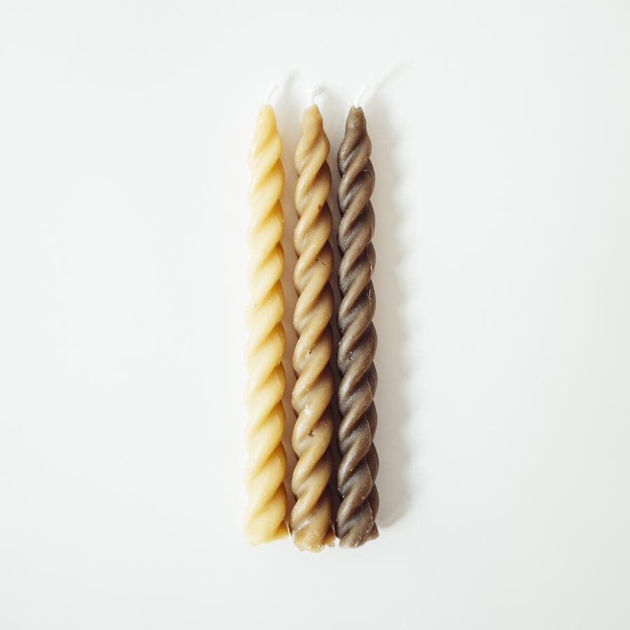 Spiral Beeswax Taper Candles Happy Organics