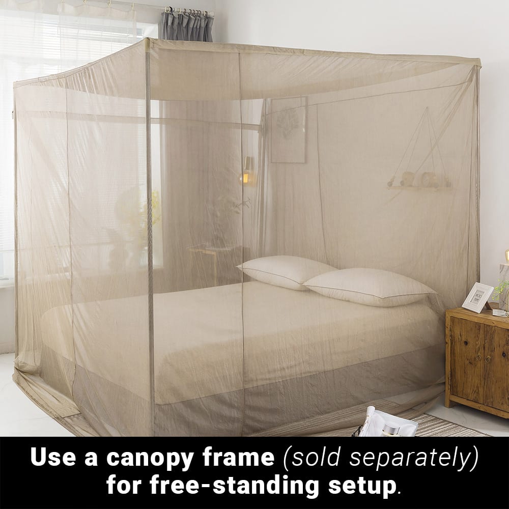 Shield Your Body Faraday Bed Canopy on a free-standing frame around a bed: use a canopy frame sold separately