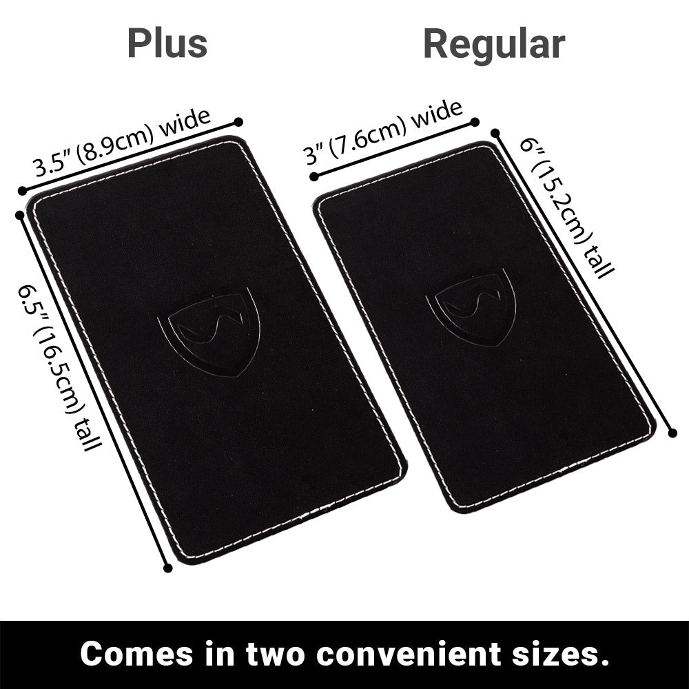 Shield Your Body Phone Shield comes in two sizes: Plus at 3.5 by 6.5 inches and Regular at 3 by 6 inches