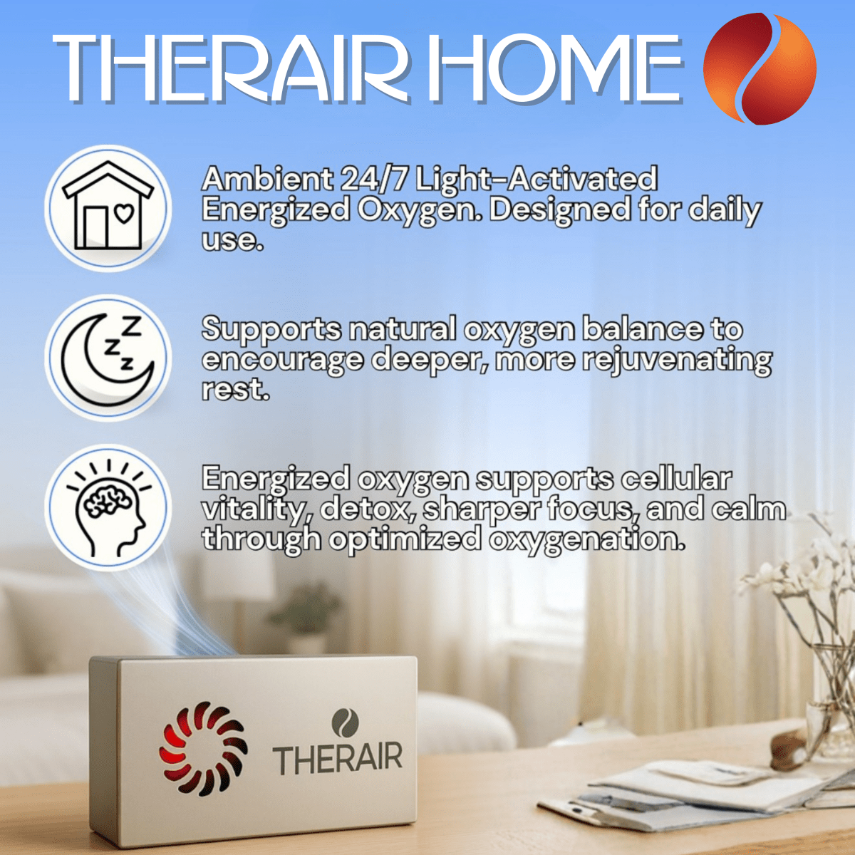 TherAir Home Light Activated Energized Oxygen System Therasage
