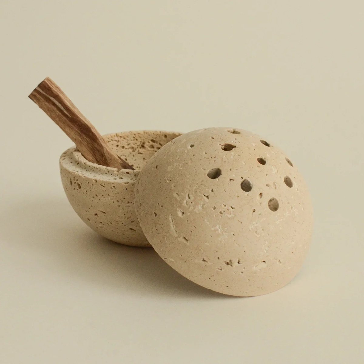Travertine Sphere Incense & Smudging Burner CEDAR AND MYRRH