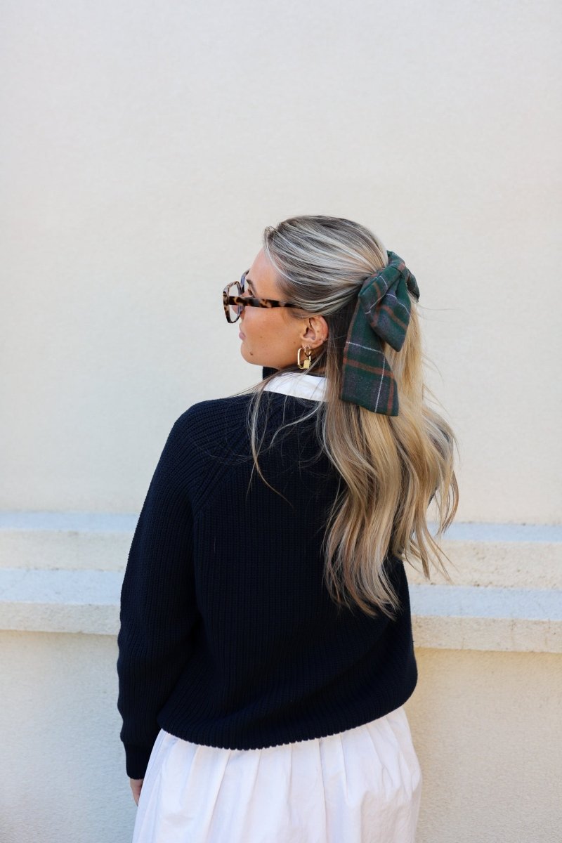 UNIVERSITY PLAID SLOUCHY BOW KAXI.co