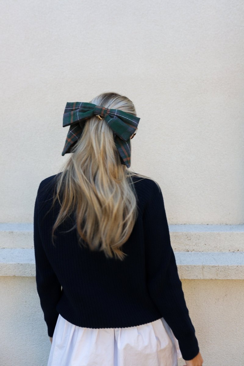 UNIVERSITY PLAID SLOUCHY BOW KAXI.co