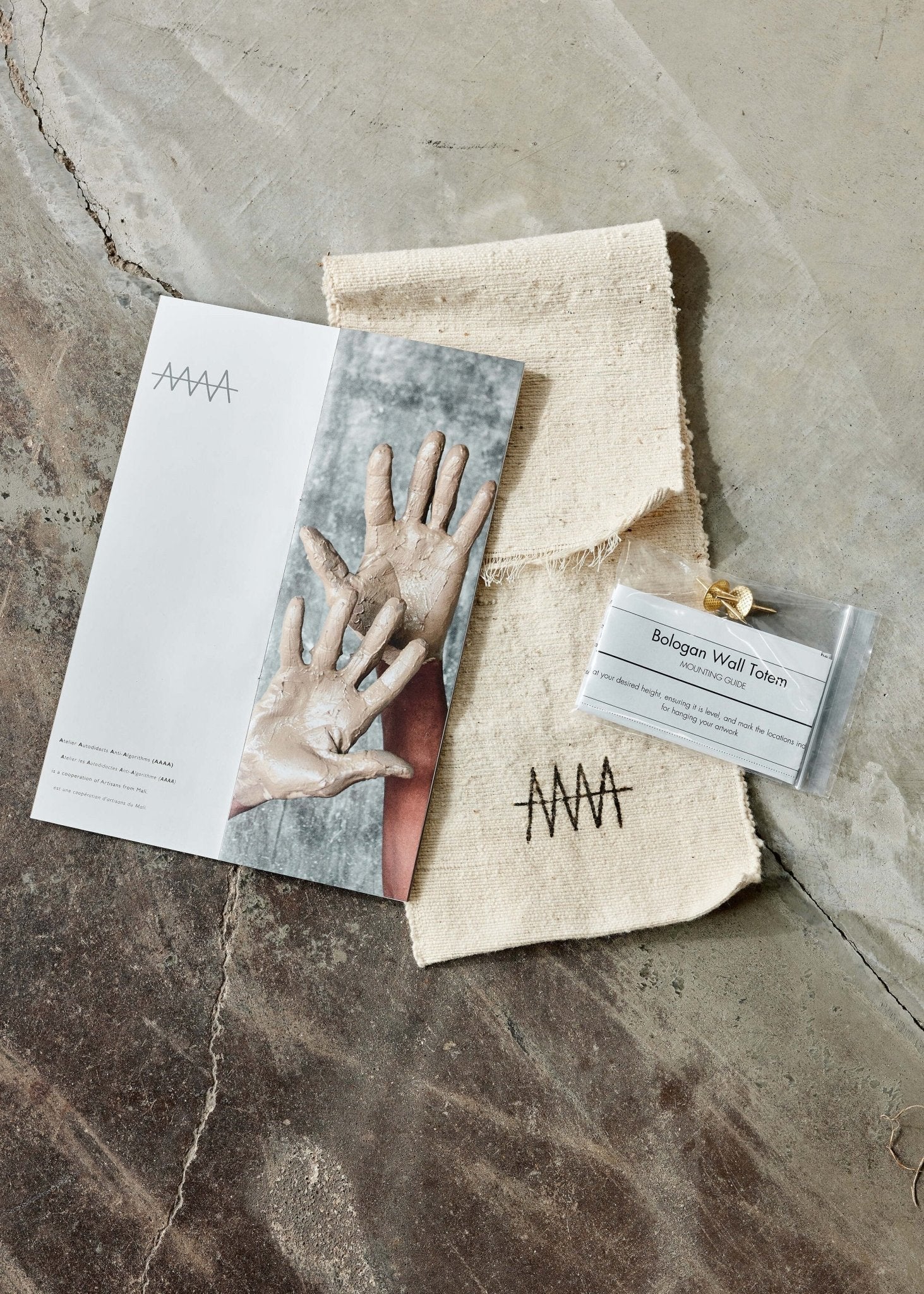 Vibrations Bogolan Wall Totem in White with Black Vibes Kanju Interiors