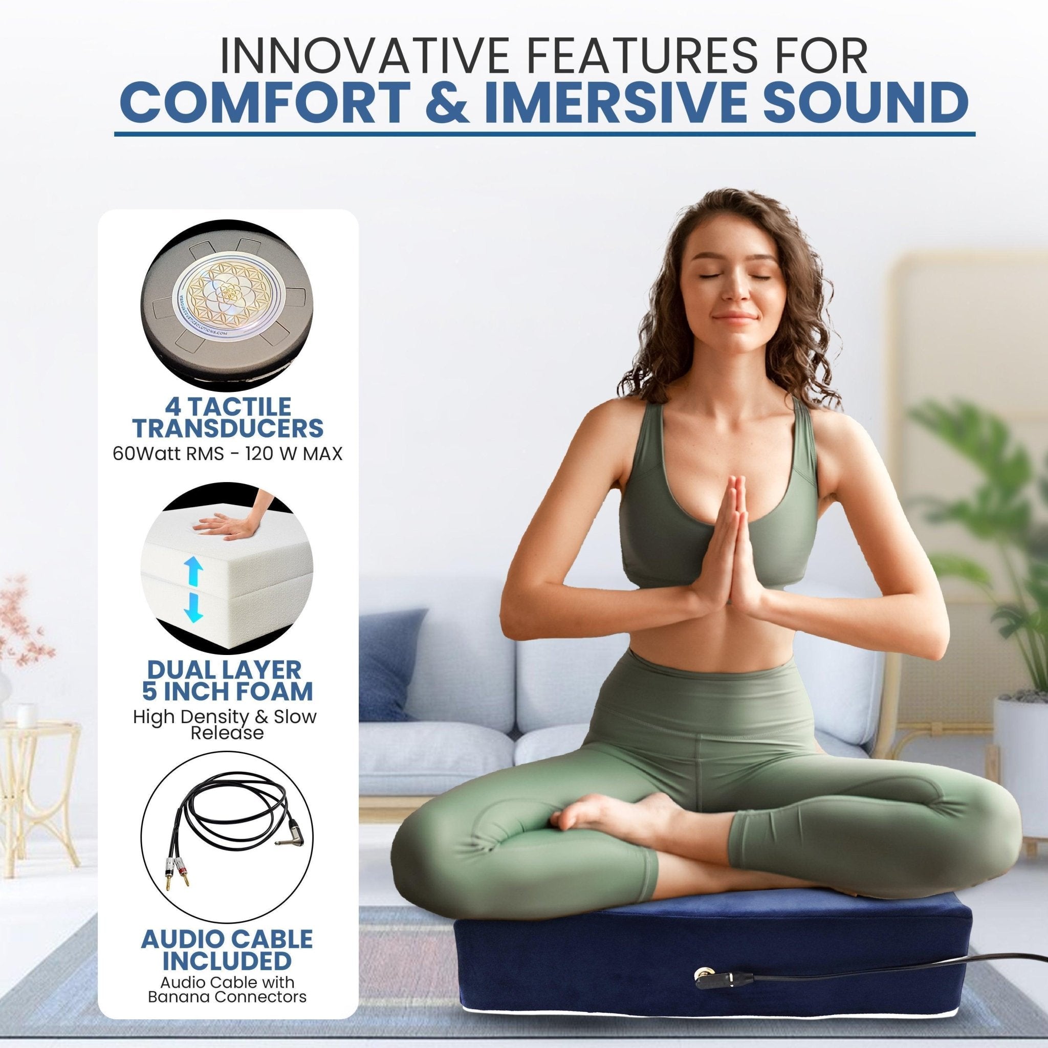 Vibroacoustic Therapy Zafu Meditation Cushion bundle with custom amplifier Vibroacoustic Solutions