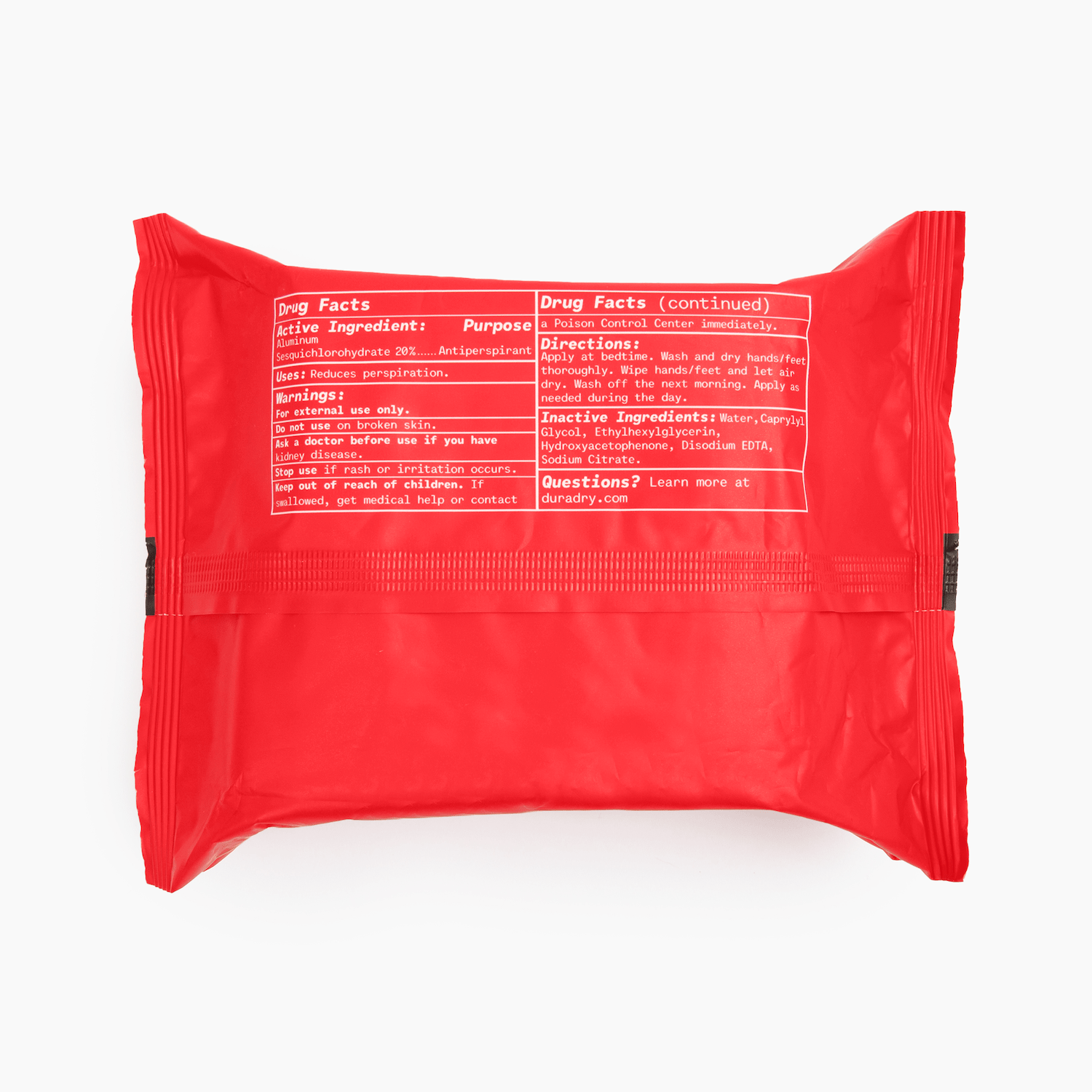 Whole Body Antiperspirant Wipes Duradry