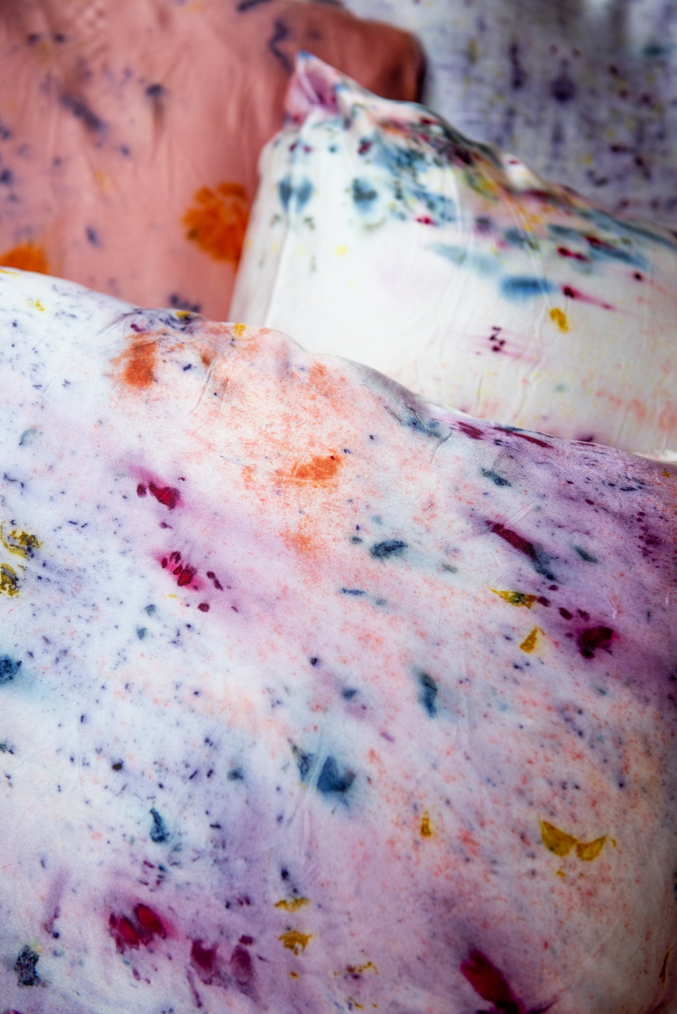 Abstract Botanically Dyed Silk Pillowcase