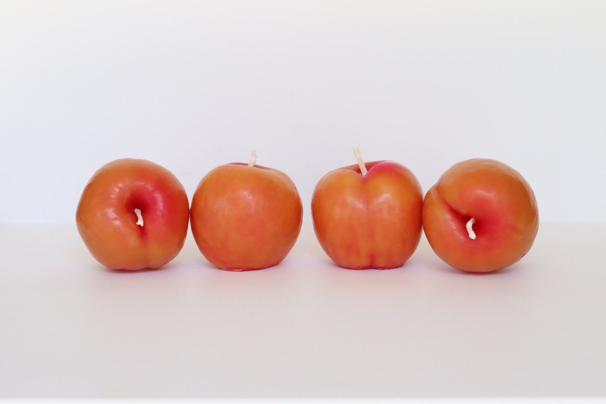 Yellow Peach Beeswax Candles — Set of 4 Happy Organics